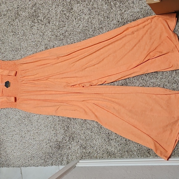 NWT Orange Smocked Wide Leg Maternity Jumpsuit - Picture 7 of 7